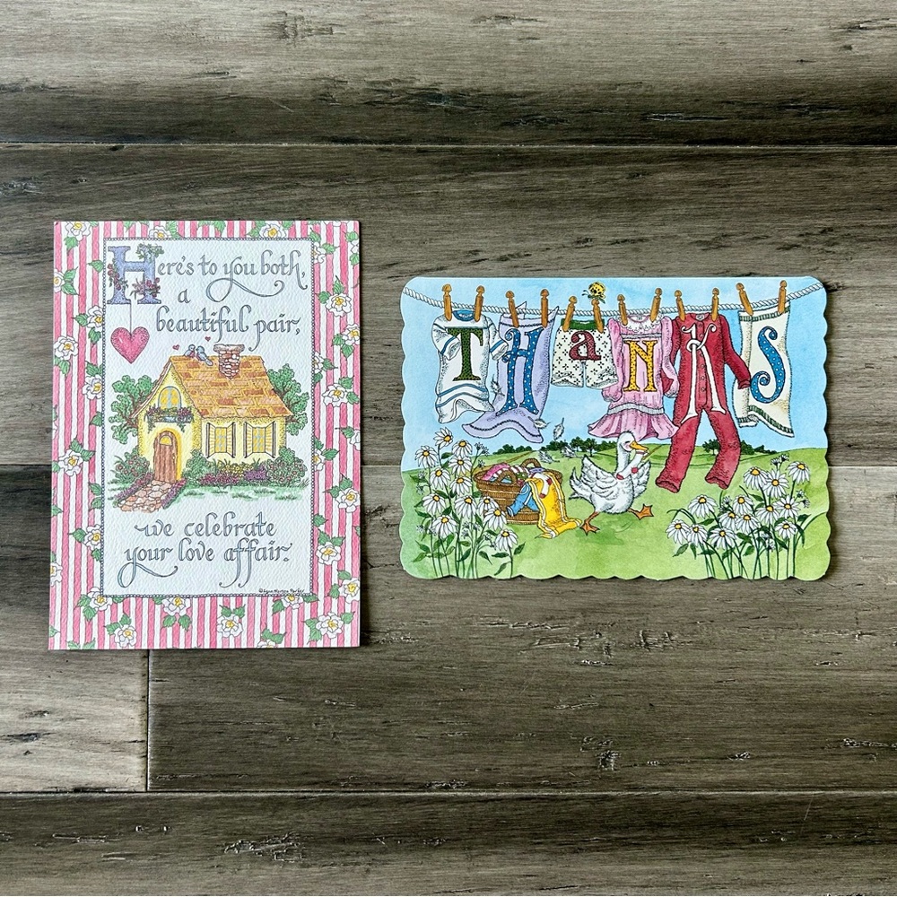 💸 5/20 New Unused Set of 2 Greeting Cards with Artwork by Lynn Norton Parker